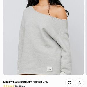 The Phluid Project Light Heather Gray Off-Shoulder Sweater